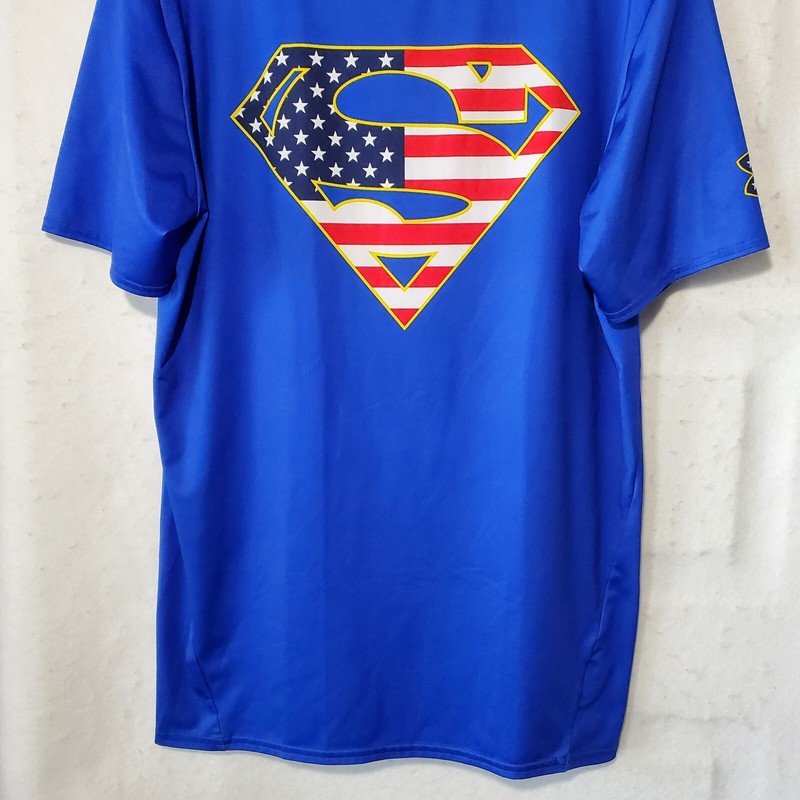 Under Armour Compression Shirt Superman Mens XXL Logo US FLAG CREW-NECK gallery