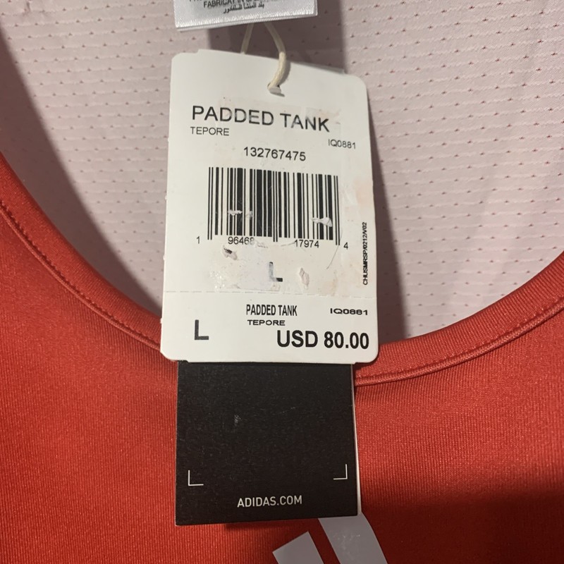 Adidas Padded Tank Men’s Large AEROREADY Red Compression Training Top NWT gallery