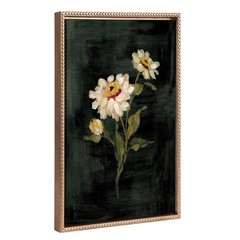 Kate & Laurel Sylvie Beaded White Zinnia Vintage Canvas Wall Art by Ann 18×24