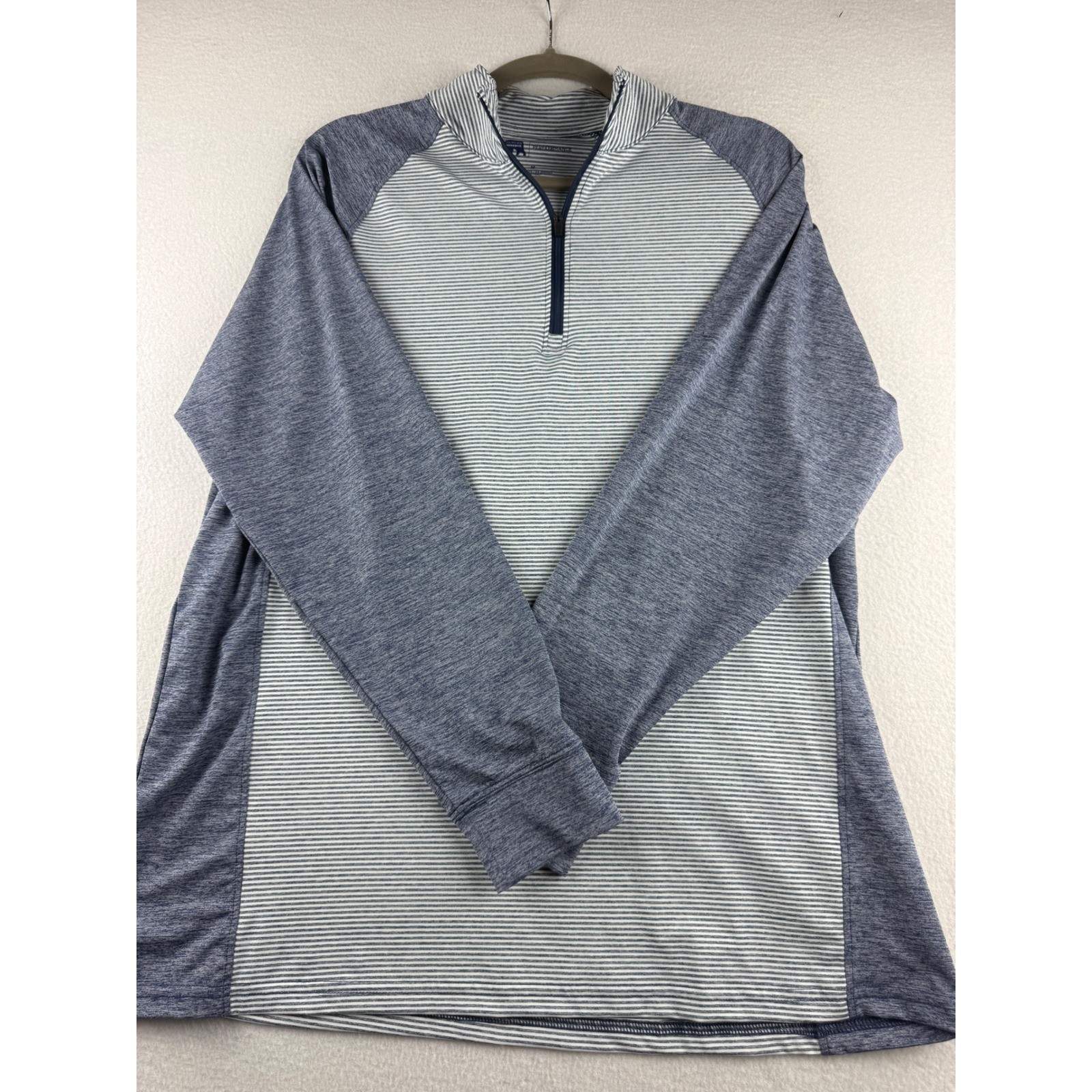 Onward Reserve Performance Mens 1/4 Zip Pullover Blue Striped Heathered Size M gallery