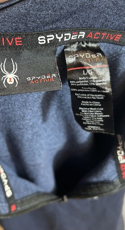 Spyder Active Quarter Zip Pullover Shirt Mens Size Large Dust Navy Heather gallery