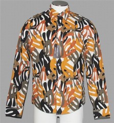 MICHAEL KORS Marigold Abstract Black Beige Gold Cream Etc. Shirt Mn’s M NWT $128
