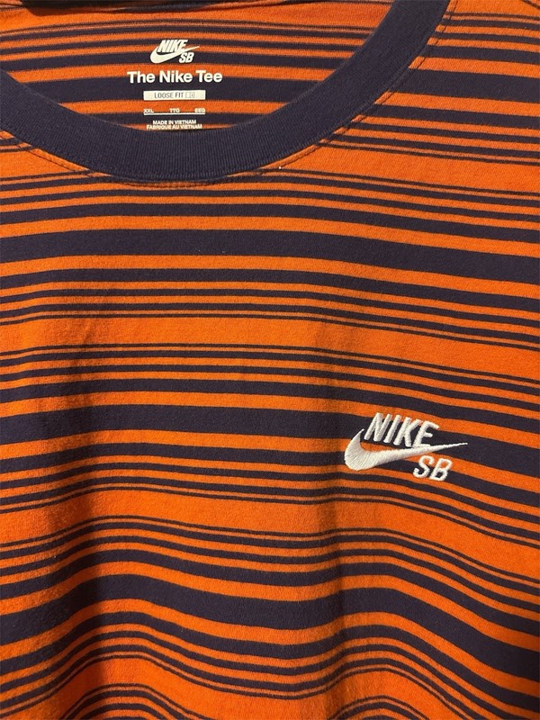 Nike SB Striped Long Sleeve Shirt XL Loose Fit Orange Navy Baggy Skate XXL gallery