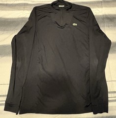 Lacoste Sport Men’s Black 1/4 Zip Mock Neck Long Sleeve Top Size 6