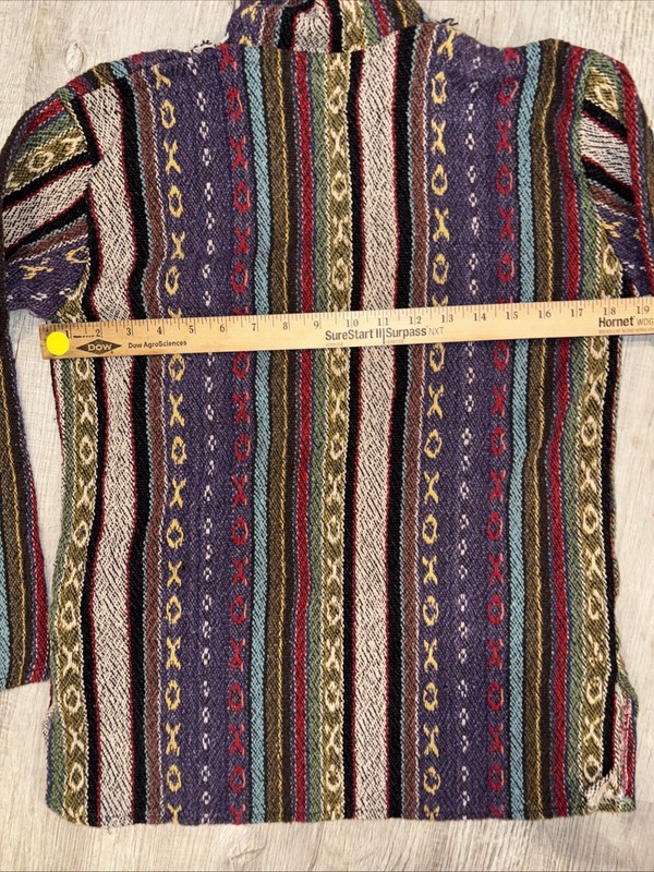 Mens Patchwork Hippy Winter Zip Jacket Hooded. Medium Drug Rug Poncho 0271 gallery