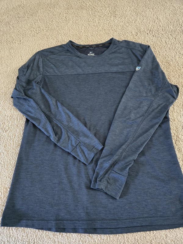 WOW! NEW! Kuhl Engineered Crew Pullover Men XL Shirt Blue UPF Long Sleeve gallery