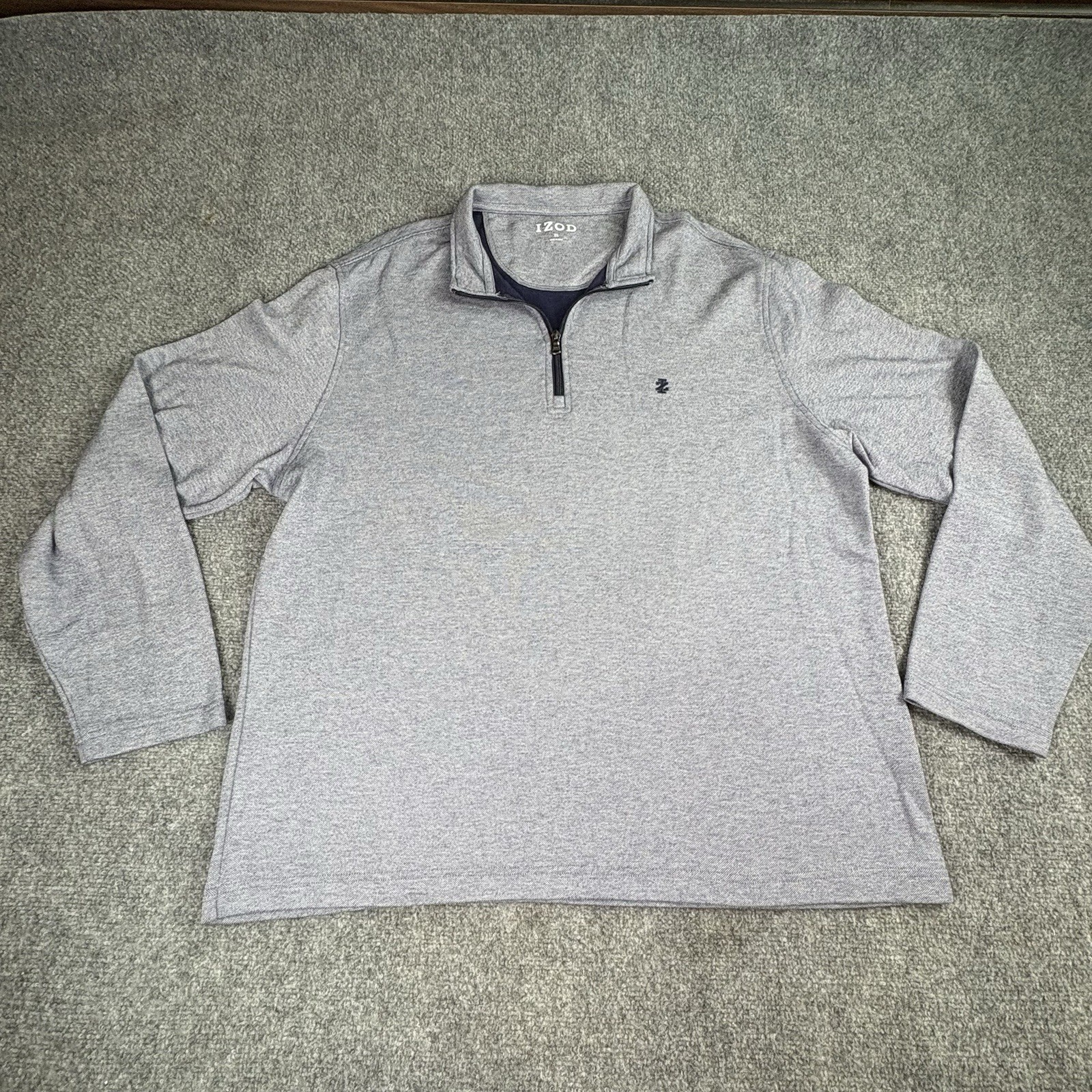 Izod Quarter Zip Pullover Mens XL Blue Casual Preppy Golf Athleisure Classic gallery