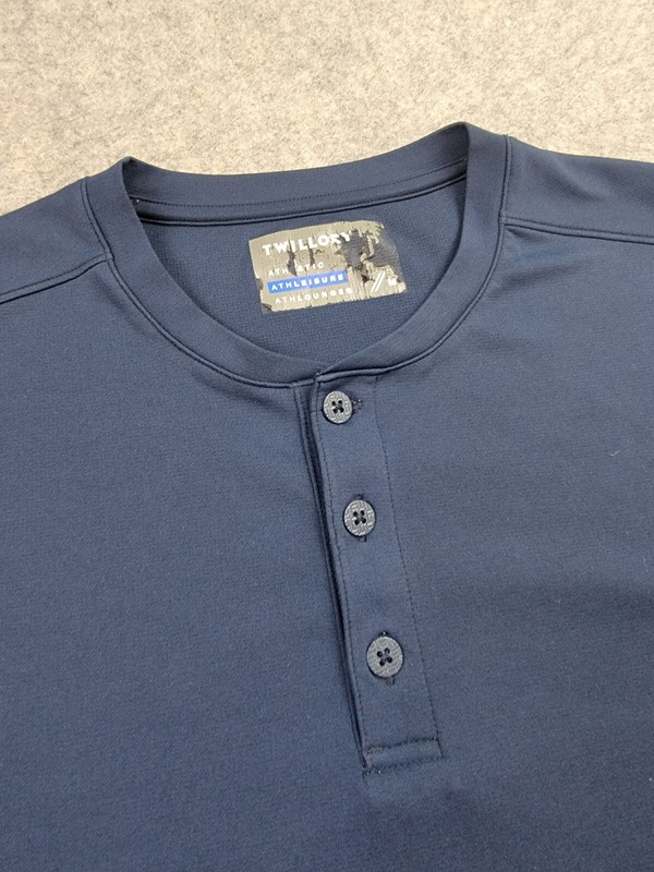 Twillory Shirt Mens Medium Blue Navy Long Sleeve Henley Athletic Athleisure gallery