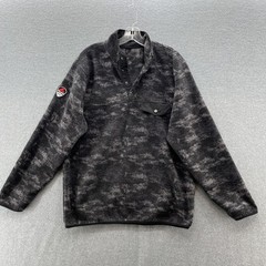 Pajar Pullover Men Large Black Gray Camo T Snap Lightweight Logo Polar Fleece