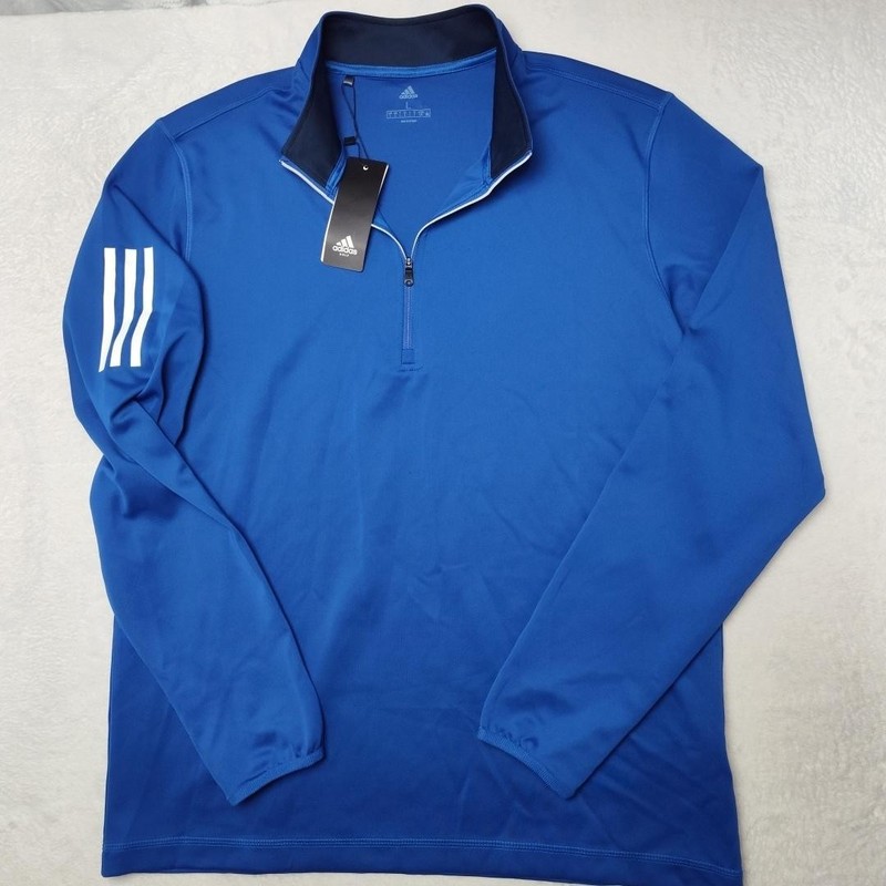 Adidas Shirt Men Large Blue 1/4 Zip Pullover Golf Sideline Soccer Tagless GM4868 gallery