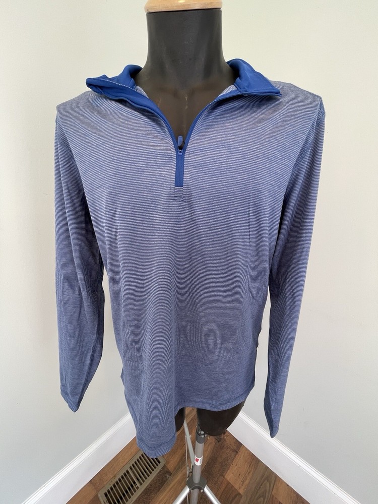 Maelreg Performance Pullover Shirt Jacket Stretch Golf Blue Striped Men’s Sz Med