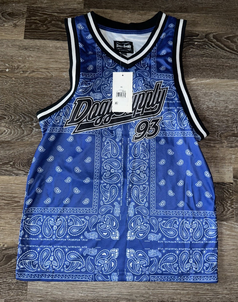 Snoop Dogg Dogg Supply Blue Bandana Jersey Tank Royal Blue Paisley Mens XS
