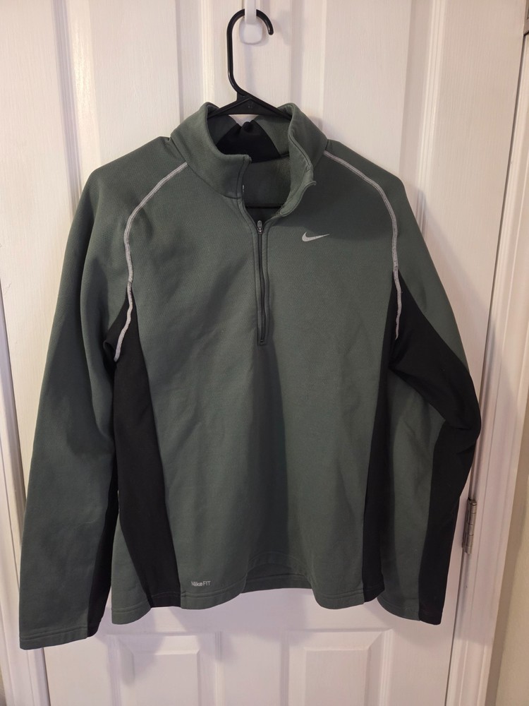 Nike Dri Fit Medium Green Track Club Team Green Quarter Zip Jacket Running #S197