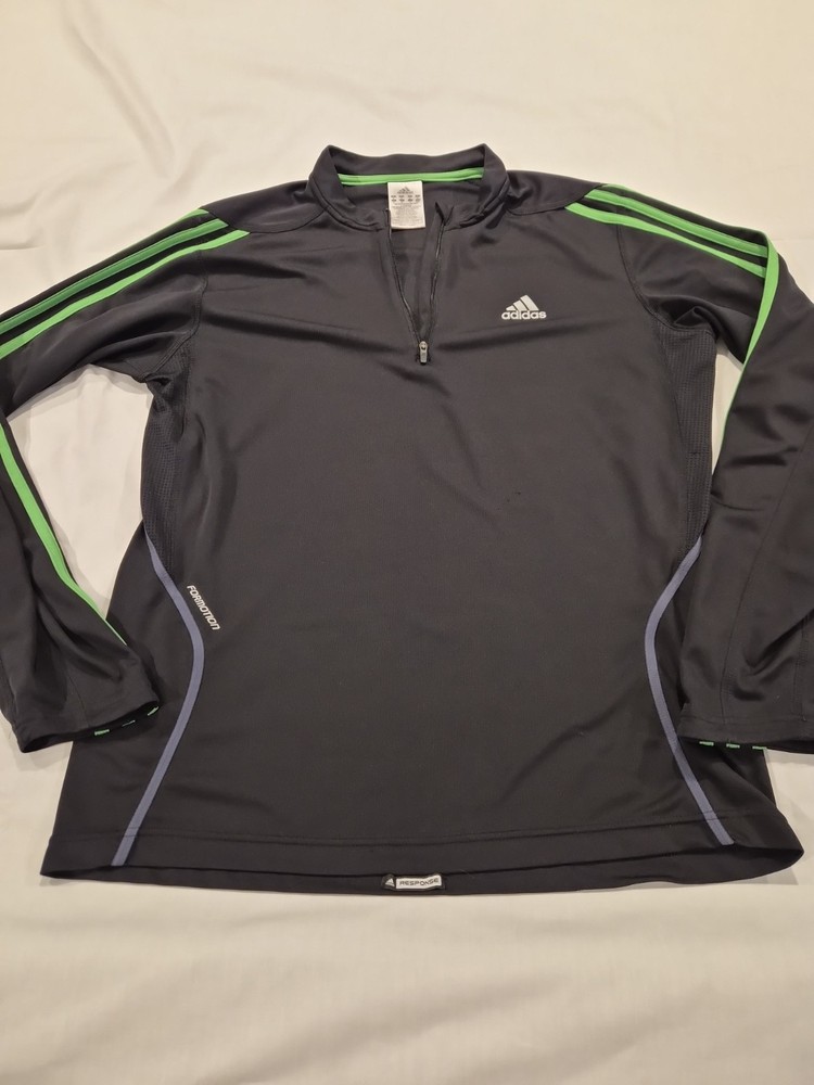 Adidas 1/4 Zip Response Formotion Pullover Men M Black And Green Climacool B787