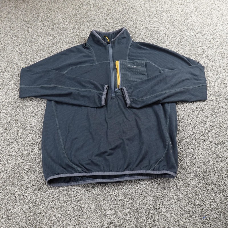 Eddie Bauer Pullover Mens M Blue First Ascent Waffle Knit Grid Fleece 1/2 Zip gallery