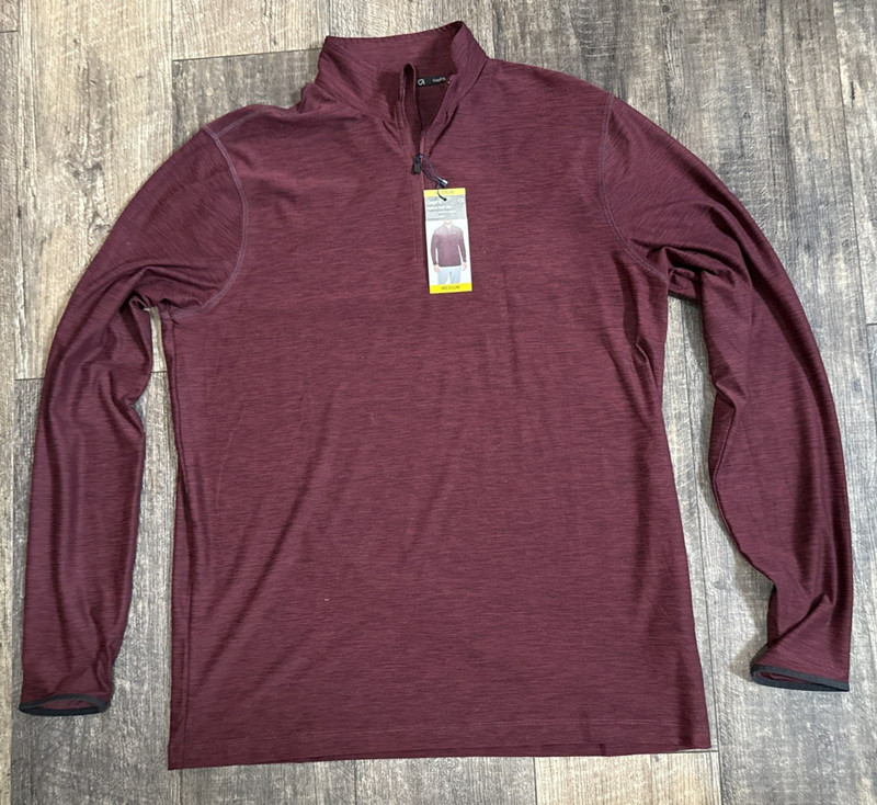 GapFit Long Sleeve Shirt Active Half Zip Dark Red “Windsor Wine” Med - New Tags gallery