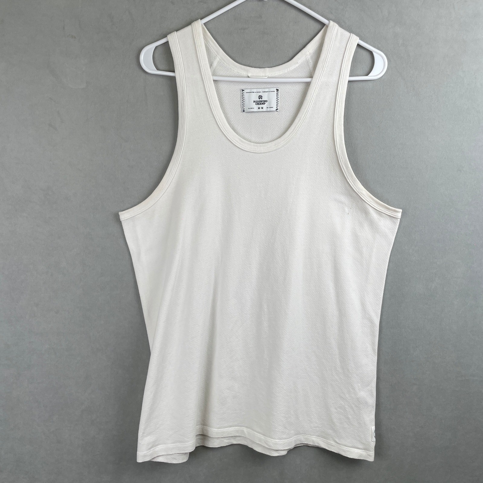 Reigning Champ Mens White Cream Tank Top M Canada Made Athleisure Minimalist Gym gallery
