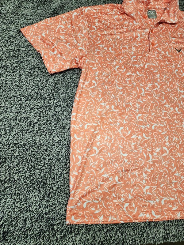 Callaway Coral Mens Large Golf Polo Shirt Opti-Dri Floral Sportswear Casual gallery