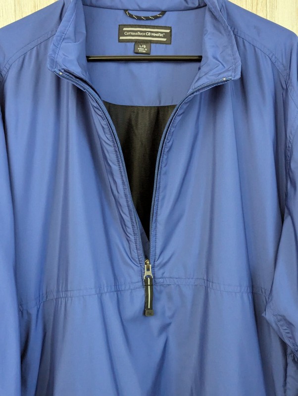 Cutter & Buck Windtec Golf Windbreaker Mens Large Blue Half Zip Pullover Jacket gallery