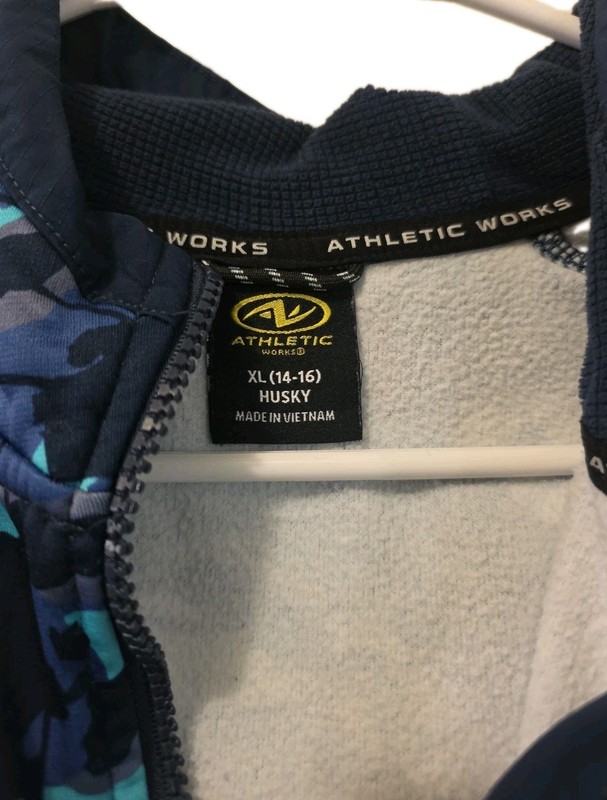 Athletic Works Light 1/2 Zip Hooded Pullover Shirt Sz XL (14-16) Husky Blue Camo gallery