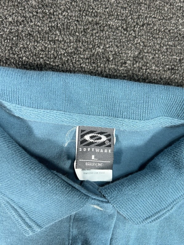 Vintage Oakley Software Long Sleeve Polo Mens Size Large Blue Made In USA gallery