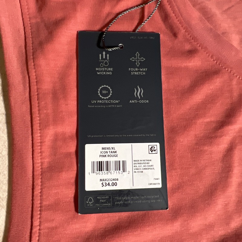 VRST Men's Icon Tank Pink Rouge Size XL gallery