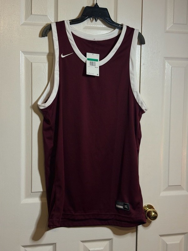 Nike Team Stock Dri-FIT Basketball Jersey Maroon/White #1228 gallery