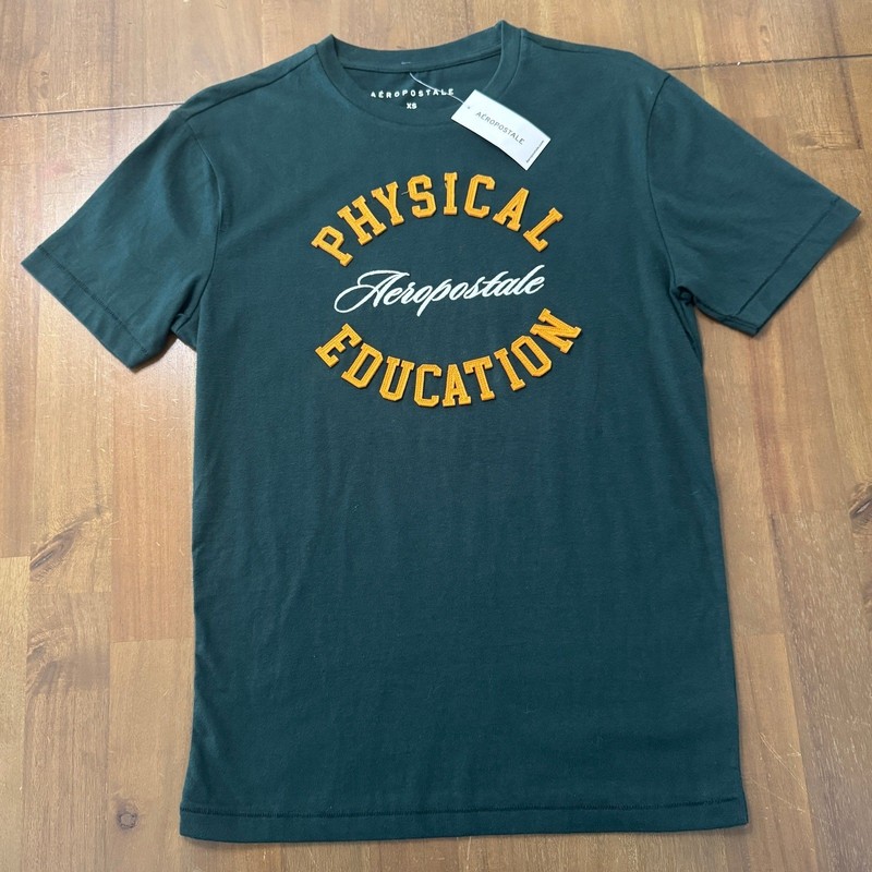 NWT Aeropostale Physical Education Graphic Tee XS Green Short Sleeve Shirt gallery