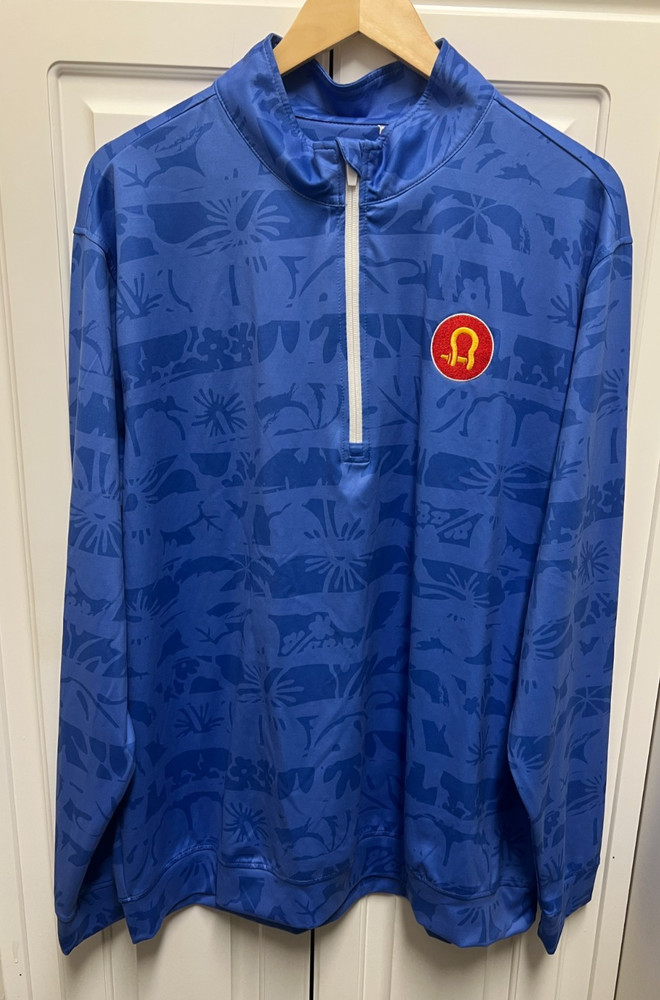 Waggle Men's Waikiki Quarter Zip Golf Shirt Top, Blue Size XXL NEW