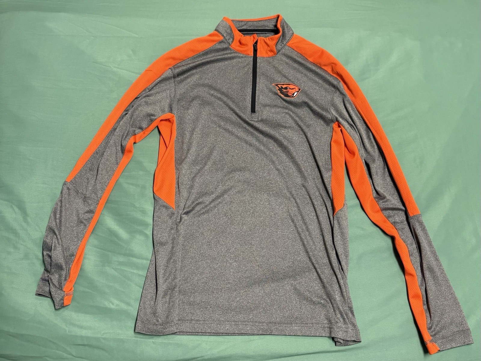 Orange/Grey Quarter Zip With Logo Size M gallery