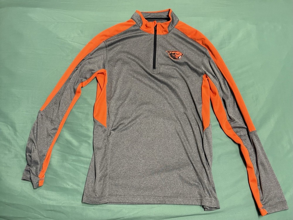 Orange/Grey Quarter Zip With Logo Size M