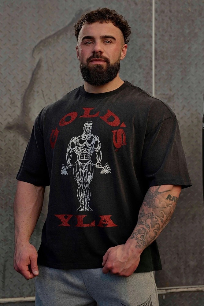 YOUNGLA - 4213 - GOLDS GYM IRON LEGACY ICON TEE - BLACK - MEDIUM
