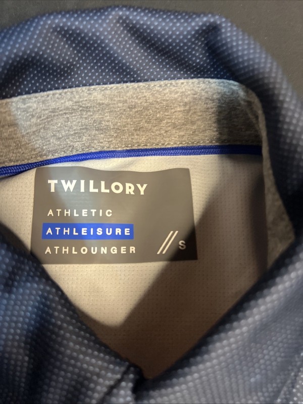 Twillory Shirt Small Navy/ Royal Microdot Polo Polyester Athleisure LS gallery