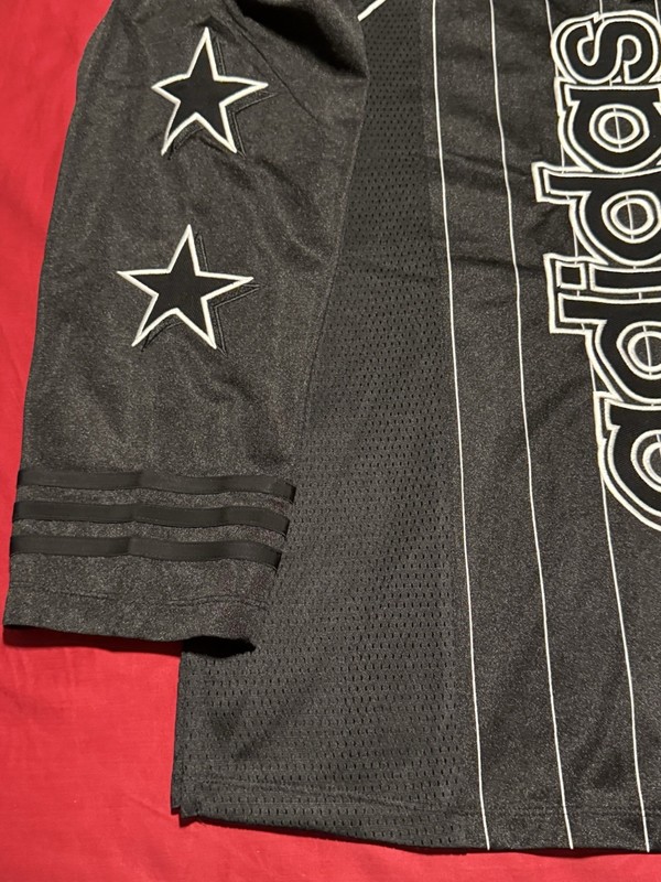 Adidas Originals Men’s Long Sleeve Baseball Style Jersey D3 Black Pinstripe XL gallery