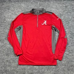 Columbia Alabama Crimson Tide Mens Small Red Grey Quarter Zip Pullover XO8529