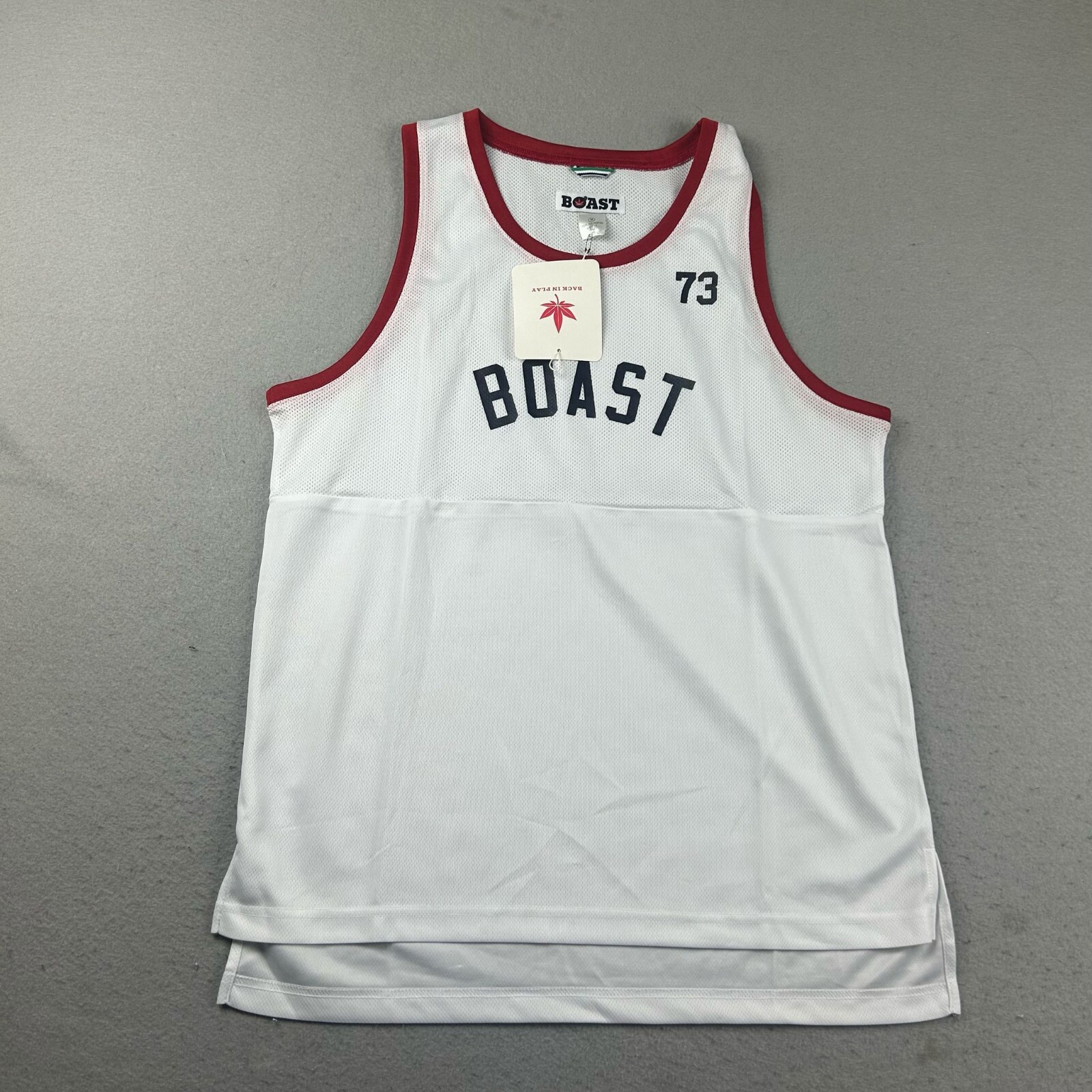 Boast Tank Top Mens Medium White Mesh Sleeveless Sprint Shirt NWT gallery