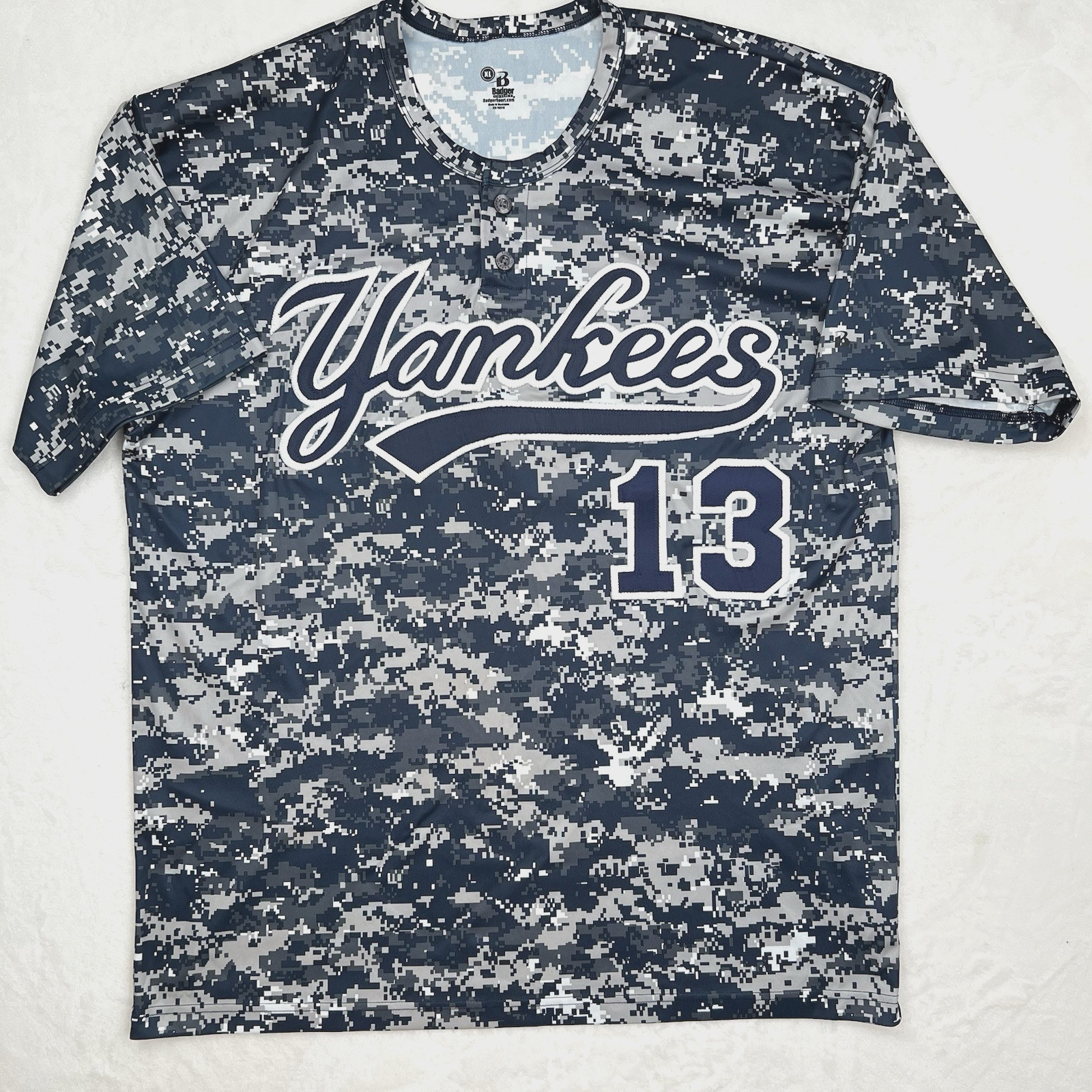 NY YANKEES Jersey Men's XL Performance Blue Digital Camo Print Badger Sports #13 gallery