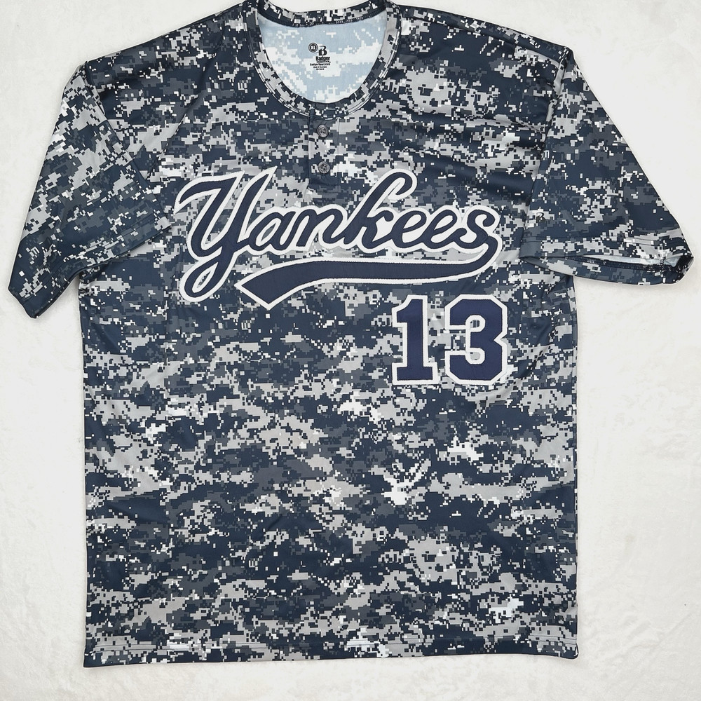 NY YANKEES Men's XL Jersey T-Shirt Badger Sports Performance Digital Camo #13