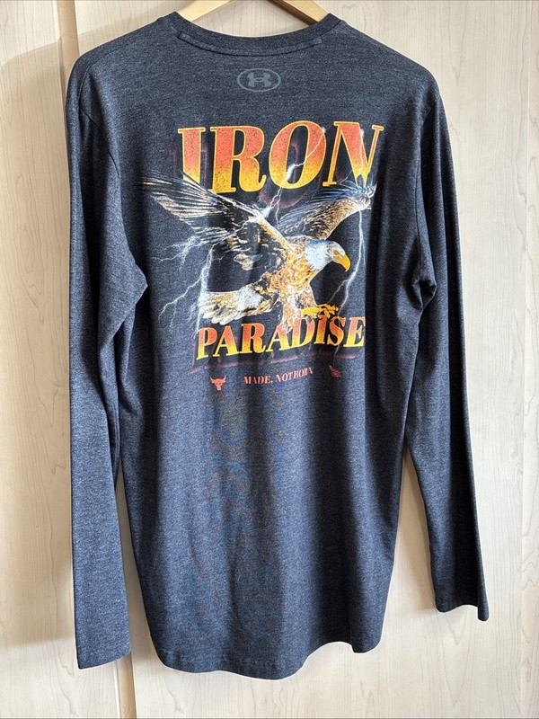 Under Armour Project Rock Iron Paradise Shirt Mens Medium Dark Gray Loose Fit gallery