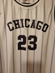 Chicago 23 Striped & Letter Graphic No Sleeve Sports Basketball Jersey Mens M