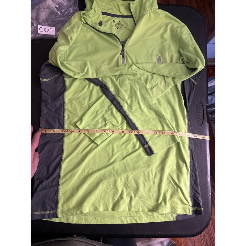 Psycho Bunny Mens Lime Green Quarter Zip Pullover Long Sleeve Shirt gallery