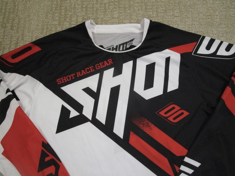 Shot Race Gear Jersey Shirt Mens XL Black Red White Contact Raceway Motocross gallery