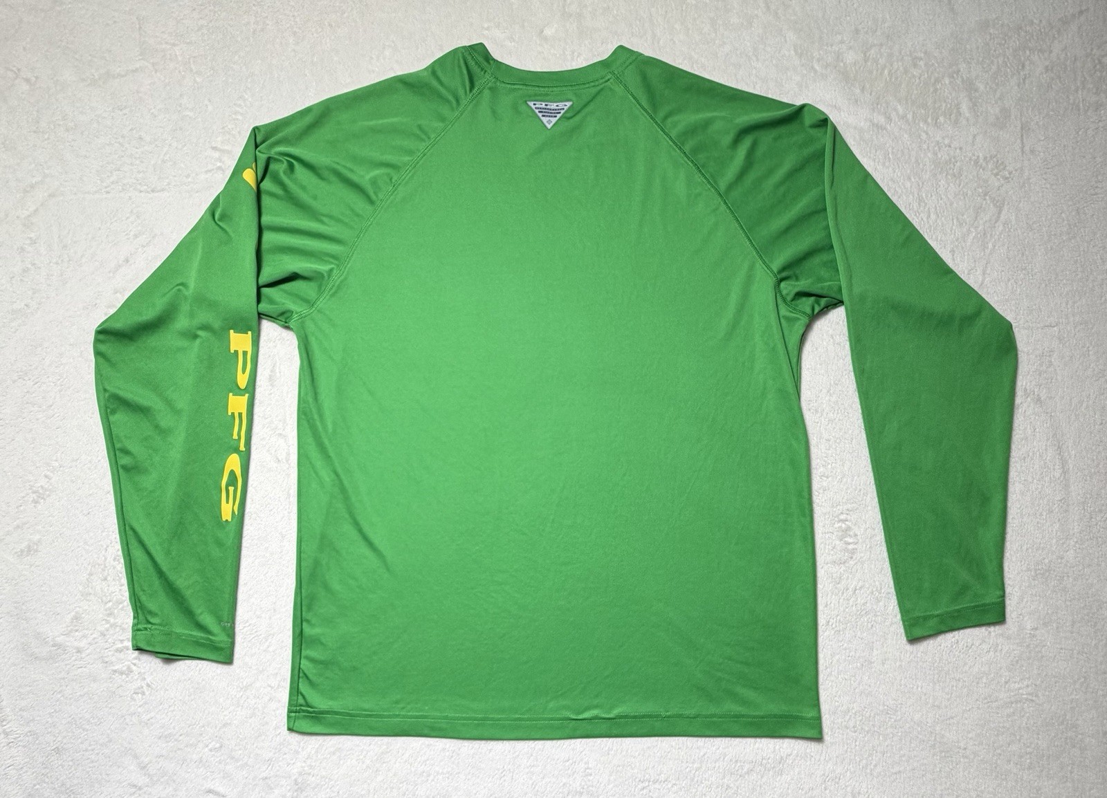Columbia PFG University of Oregon Long Sleeve Shirt Green Yellow Men's Size M gallery