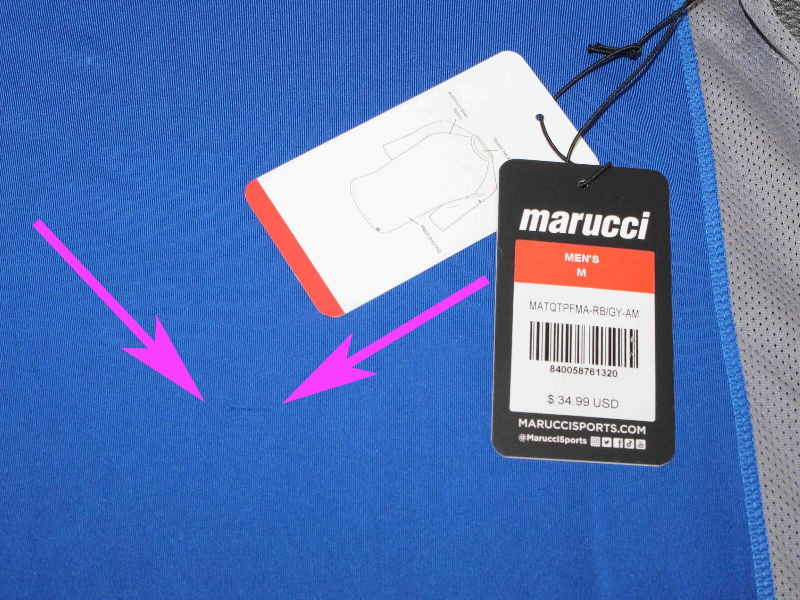 Marucci 3/4 Sleeve Performance Base Layer Shirt Mens Size Medium NEW with Flaw gallery