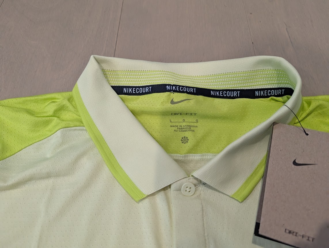 Nike Court Tennis Men's Drifit Advantage Neon Volt Polo Large FD5314 751 gallery
