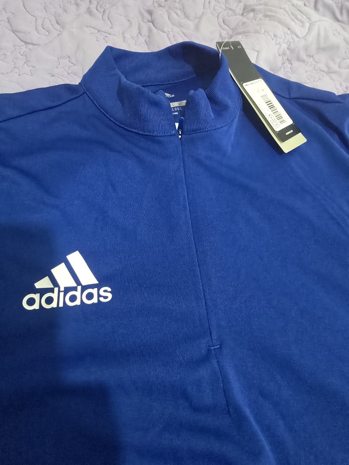 adidas Climacool Blue/White 1/4 Zip Mock Neck Long Sleeve Pullover Men S gallery