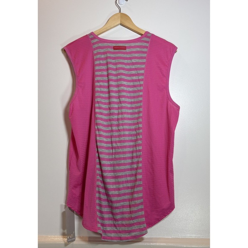 NWT Modus Vivendi Pop Melange Tank Sleeveless XL Pink Stripe Mesh Modal Cotton gallery