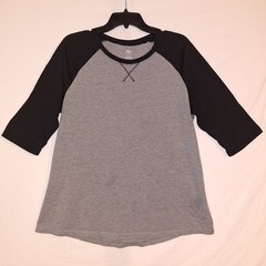 Colorblock Raglan Jersey Heather Gray Black Athletic Works XL (16-18) Baseball