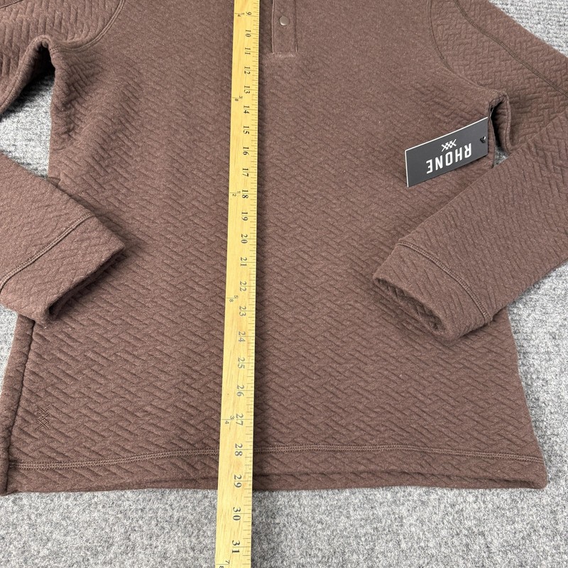 Rhone Pullover Mens Small Brown Herringbone Mock Neck Snap Long Sleeve Casual gallery