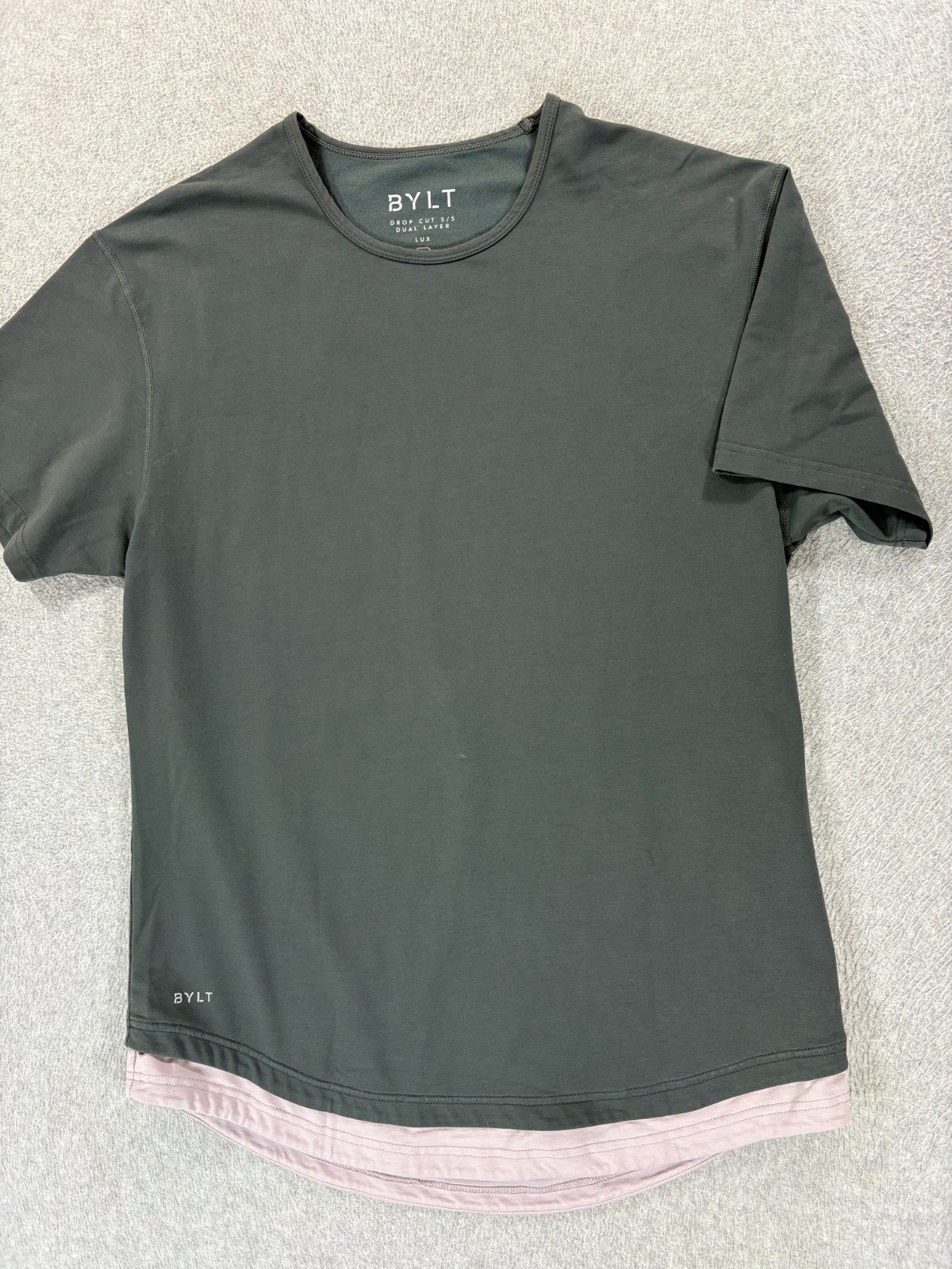 Bylt Drop Cut Short Sleeve Dual Layer Lux Shirt (Men's Large) Gray/Pink gallery
